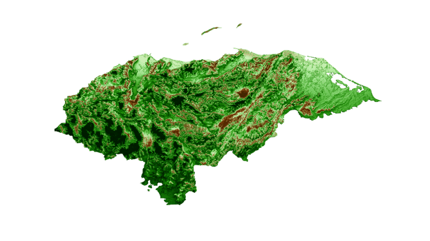 Honduras Topographic Map 3d realistic map Color 3d illustration png
