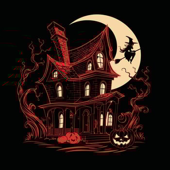 happy hallowween haunted house illustration art silhouette vector