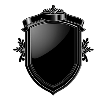 black shield with ribbon and scroll png