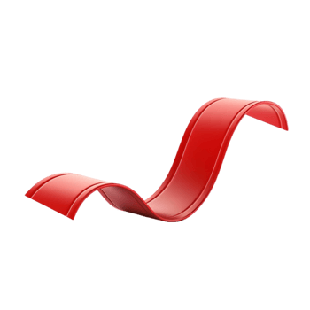 Sleek Red Curved Chair Isolated Transparent Background png
