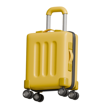 Yellow suitcase 3d illustration png