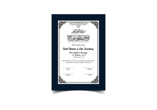 Muslim Marriage Certificate and Wedding Card or Personalized Names or Islamic or marriage vector