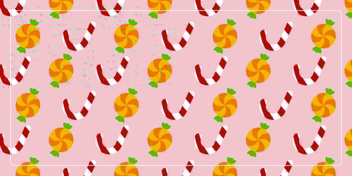 pink background christmas pattern with candy icons. design for banner, poster, greeting card, social media. vector