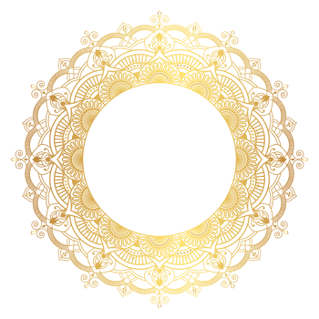 Indian flower mandala art with luxury golden circle frame transparent vintage gold circular pattern png