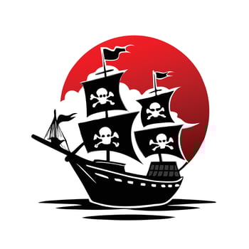 pirate ship illustration art for t shirt and other merchandise vector