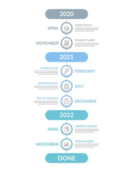 Vertical timeline infographics with place for years and months vector