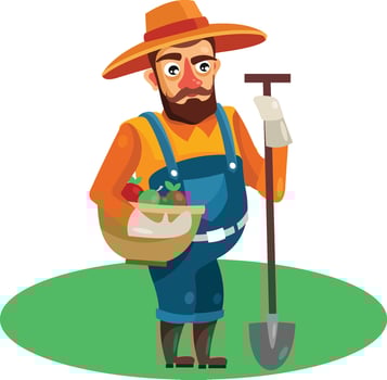 Farmer in Field Illustration Holding a Scope vector
