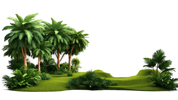 3D Jungle trees on isolated transparent background png