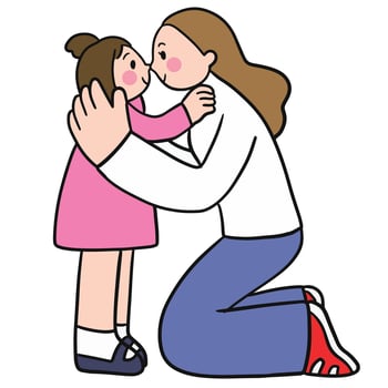 Cute cartoon mother and child family love A beautiful relationship . vector