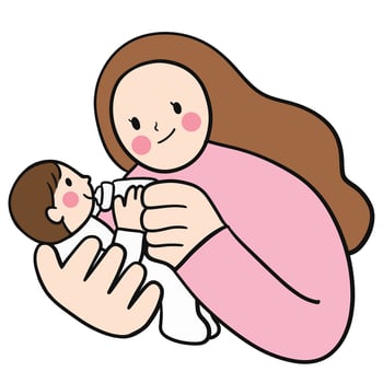 Cute cartoon mother and child family love A beautiful relationship . vector