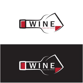 Wine logo with wine glasses and bottles.for night clubs,bars,cafe and wine shops. vector