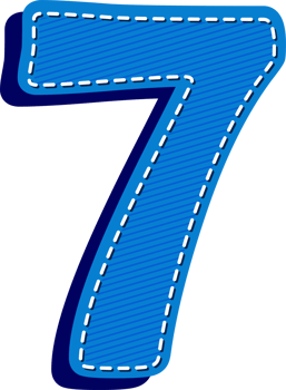Number 7, Blue Jean Alphabet Dash Effect png