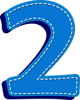 Number 2, Blue Jean Alphabet Dash Effect png
