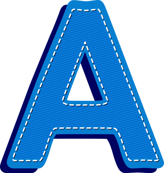Letter A, Blue Jean Alphabet Dash Effect png