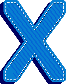 Letter X, Blue Jean Alphabet Dash Effect png