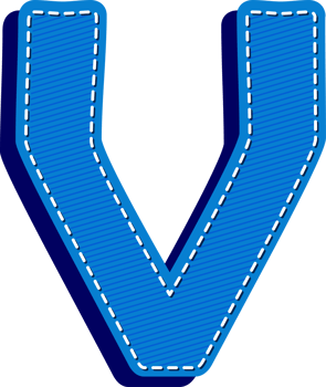 Letter V, Blue Jean Alphabet Dash Effect png