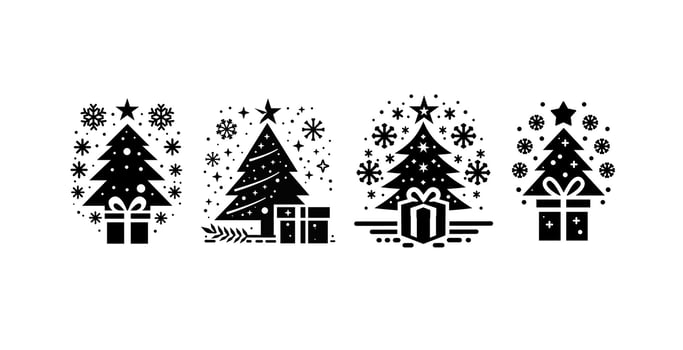 Christmas tree and gift vectors, suitable for design additions vector
