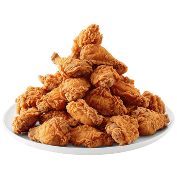 A Plate of Fried Chicken on a white plate on a Transparent Background png