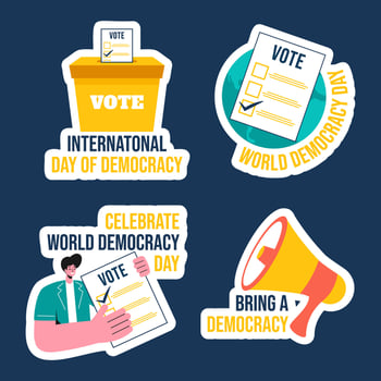 Democracy Day Label Flat Cartoon Hand Drawn Templates Background Illustration vector