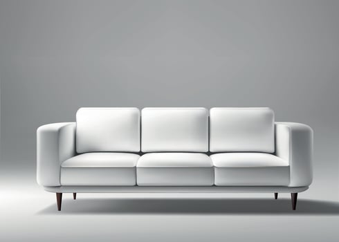 Modern White Sofa with Cushions on Gray Background vector