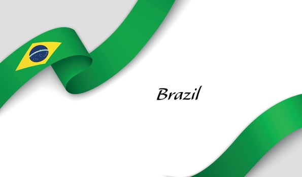 Curved ribbon with fllag of Brazil on white background vector