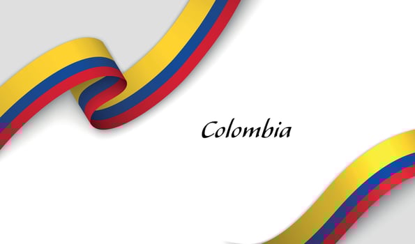 Curved ribbon with fllag of Colombia on white background vector