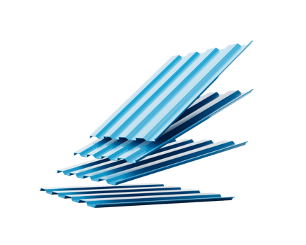 Shiny Blue Falling Metallic Stacks Of Corrugated Galvanised Iron For Roof Sheets 3d Illustration png