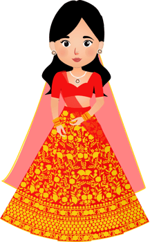 Indian bride in traditional Indian wedding dress can be used for wedding e-invite cards png