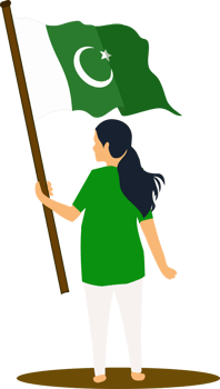 A Pakistani girl holding Pakistan's flag on independence or resolution day, patriotic illustration png