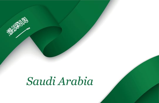 Ribbon with fllag of Saudi Arabia on white background vector
