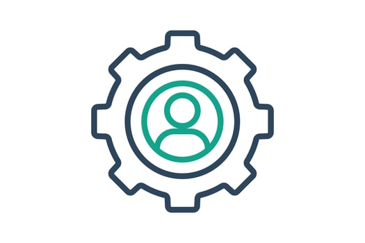 Human resource icon. people in gear. icon related to manage. line icon style. business elements illustration vector