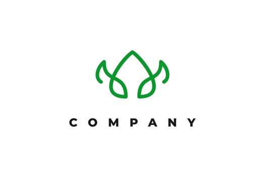 blooming flower or horn minimal logo vector
