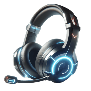 Gaming headset with glowing lights isolated from background png