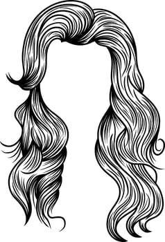 Beautiful Hand Drawn Woman Haircut Black and White Clipart Isolated vector