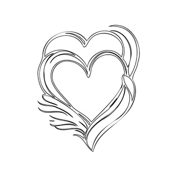 decoration love valentine outline illustration sketch vector