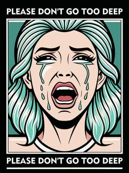 a woman with green hair and tears on her face vector