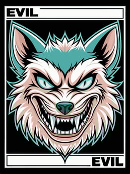 evil wolf tshirt design vector