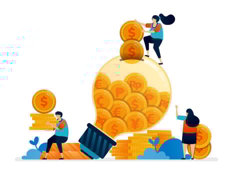 illustration of ideas for financial literacy by saving and investing vector