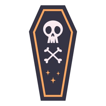 Halloween Coffin Front View Hand Drawn vector