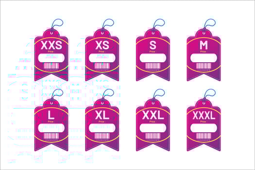 Set clothing size labels size label tag Clothing neck label tag concept no border design vector
