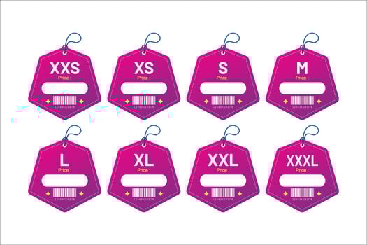 Set clothing size labels size label tag Clothing neck label tag concept no border design vector