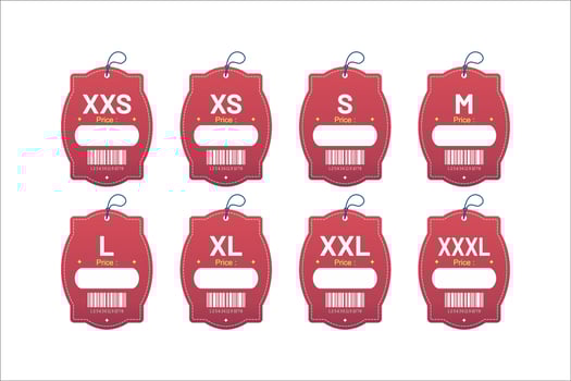 Set clothing size labels size label tag Clothing neck label tag concept no border design vector