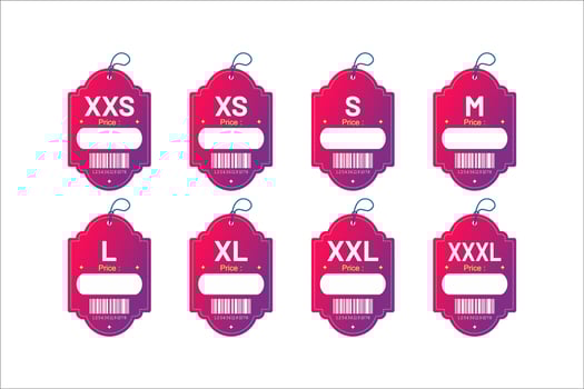 Set clothing size labels size label tag Clothing neck label tag concept no border design vector