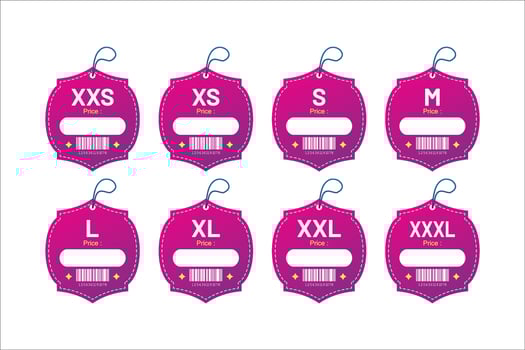 Set clothing size labels size label tag Clothing neck label tag concept no border design vector