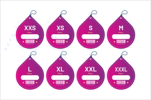 Set clothing size labels size label tag Clothing neck label tag concept no border design vector