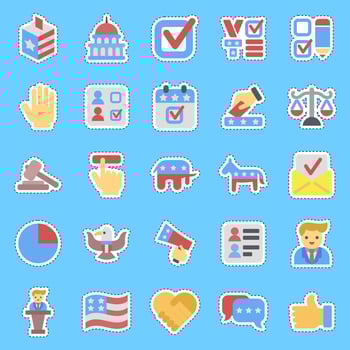 Cutting line sticker set of usa election. USA general election elements. Good for prints, posters, infographics, etc. vector