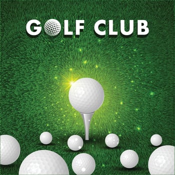 Golf course balls background with Green grass and golf stick vector