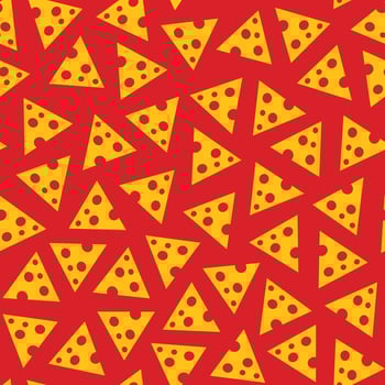 cheese seamless pattern, a collection of triangular shaped cheese legumes scattered on a red background vector
