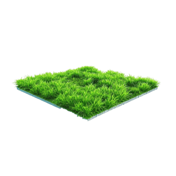 Isometric empty grass field with sky and clouds png