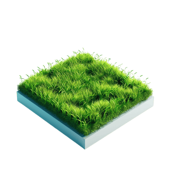Isometric empty grass field with sky and clouds png